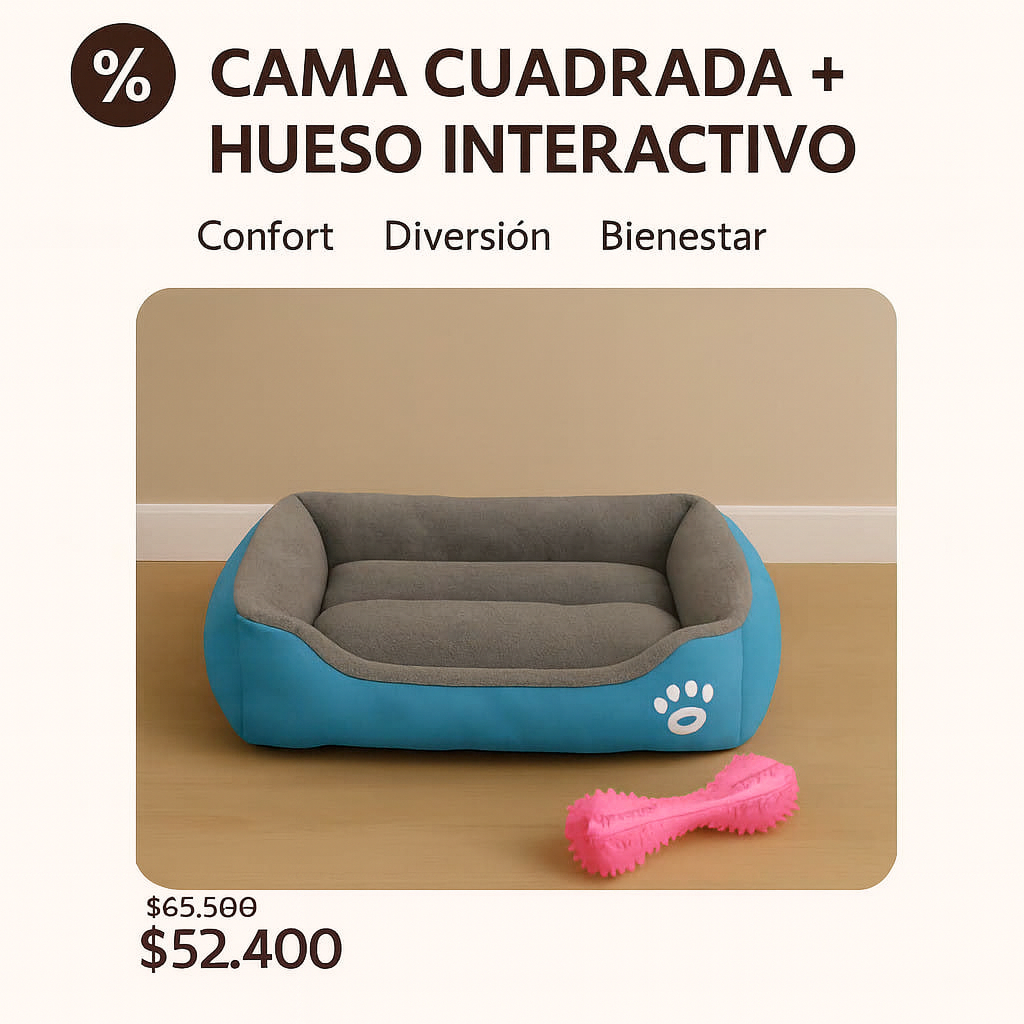 Cama cuadrada + Hueso Interactivo